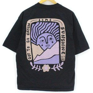 Get Back T-Shirt Unisex Black Short Sleeve Catching Sunshine Graphic Size Small